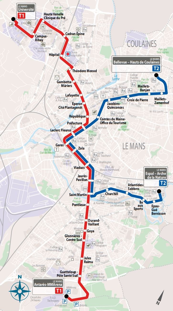 Routenplan der Straßenbahn